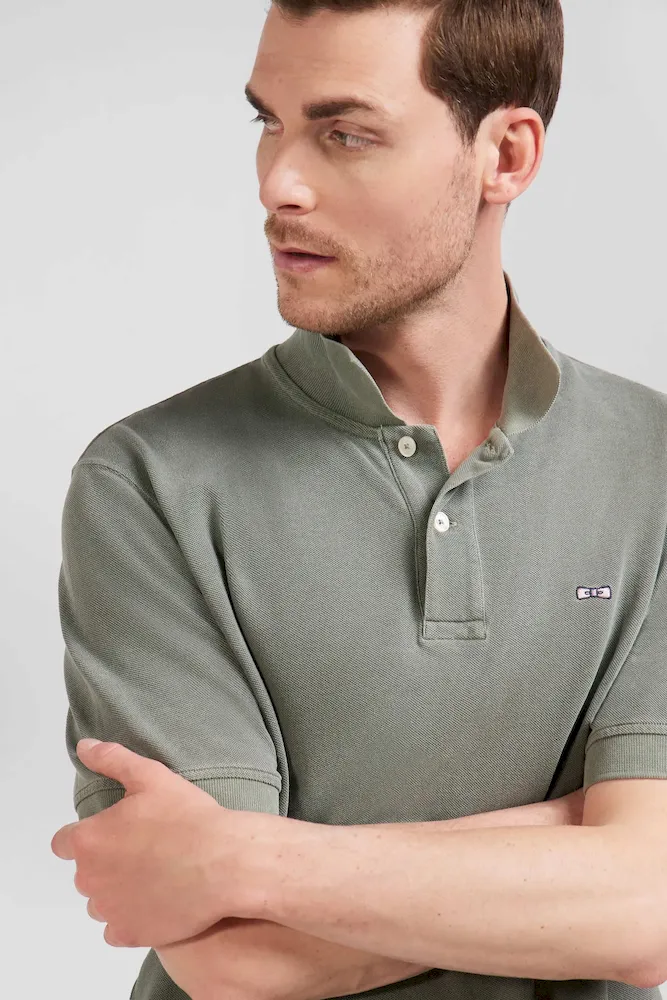 Polo manches courtes unisexe en piqué coton kaki surteint coupe Oversized – Bild 4