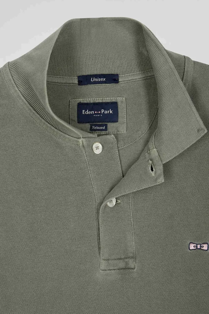 Polo manches courtes unisexe en piqué coton kaki surteint coupe Oversized – Bild 11