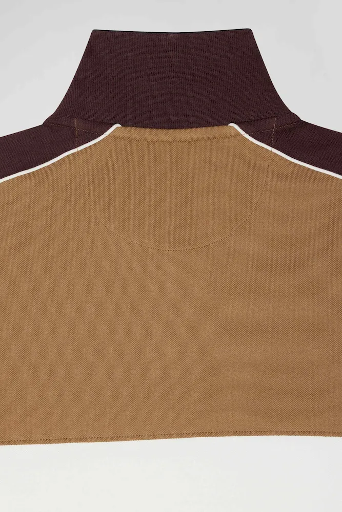 Polo manches courtes tricolore en piqué coton noisette inscription Eden Park coupe Regular – Bild 9