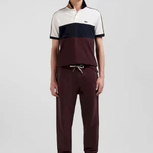 Polo manches courtes tricolore en piqué coton bordeaux inscription Eden Park coupe Regular