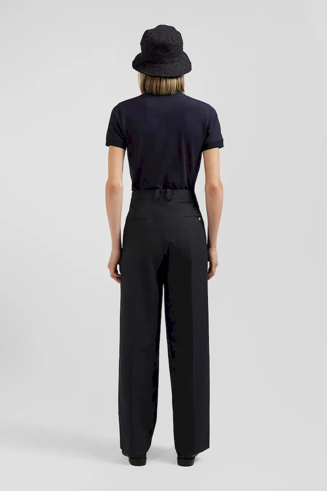 Polo manches courtes uni en coton stretch bleu marine coupe Slim – Bild 6