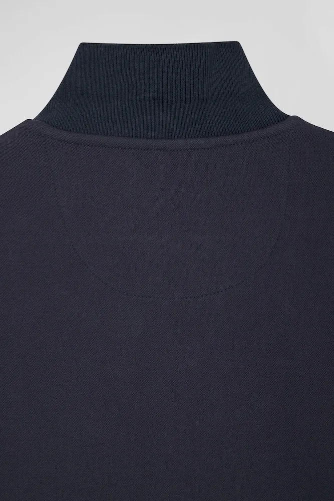 Polo manches courtes uni en coton stretch bleu marine coupe Slim – Bild 9