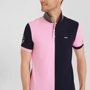 Alternative view of Polo manches courtes bicolore en piqué coton bleu marine et rose coupe Regular