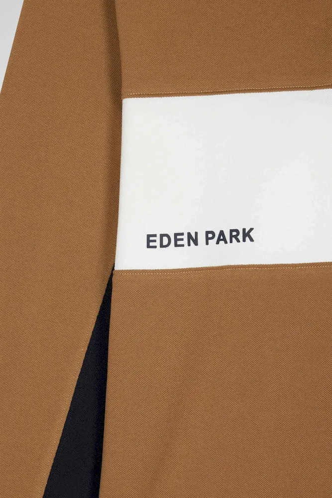 Polo manches longues colorblock en piqué coton noisette coupe Regular – Bild 8