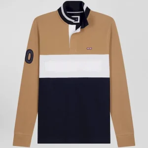 Alternative view of Polo manches longues en piqué coton camel broderie matelassée coupe Regular