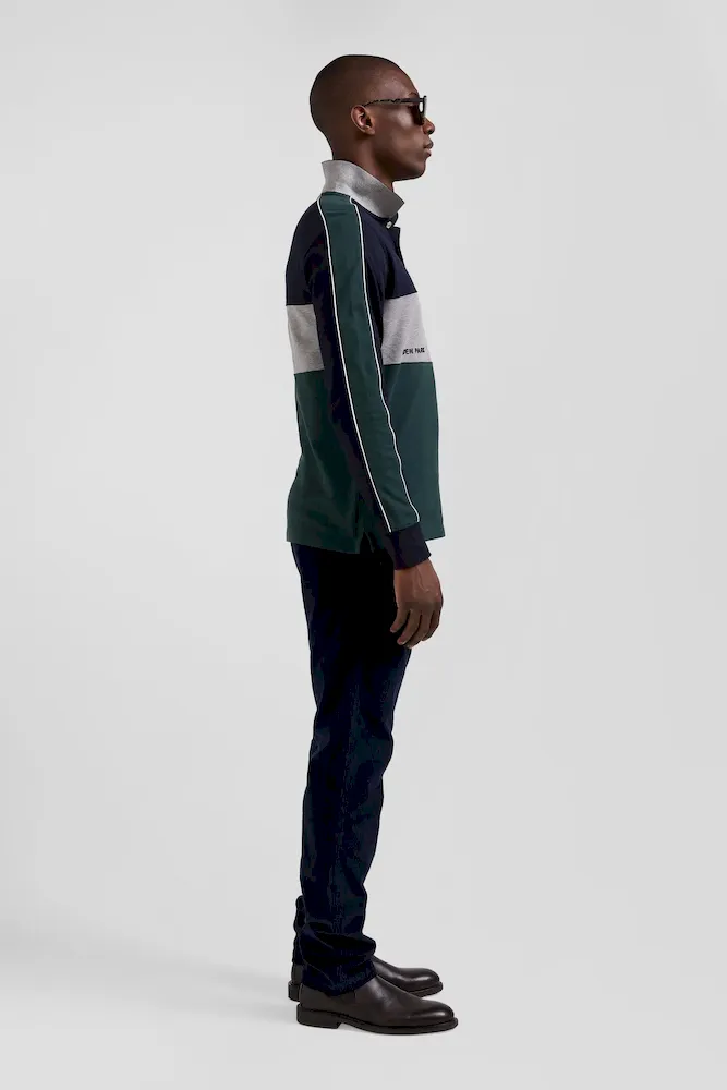 Polo manches longues en piqué coton vert chiné coupe Regular – Bild 5