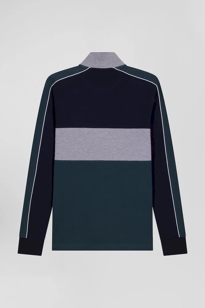 Polo manches longues en piqué coton vert chiné coupe Regular – Bild 4