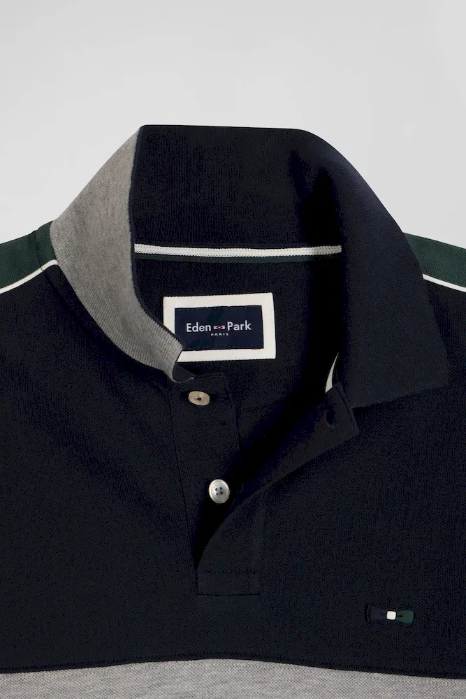 Polo manches longues en piqué coton vert chiné coupe Regular – Bild 7