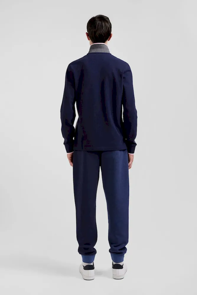 Polo manches longues en piqué coton gris détails tricolores coupe Regular – Bild 6