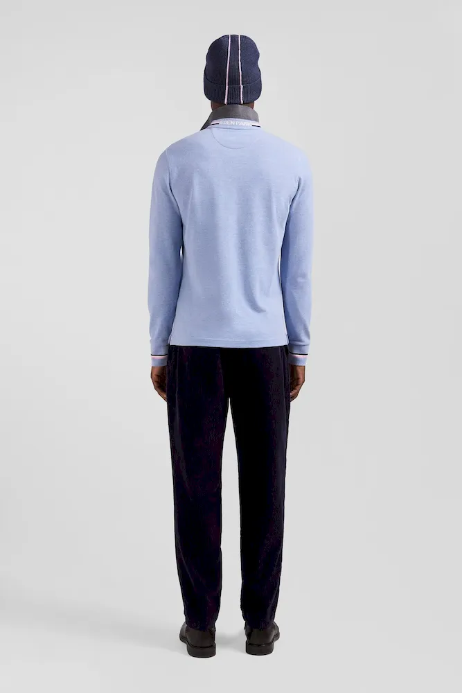 Polo manches longues en piqué coton ciel écusson gomme coupe Regular – Bild 6