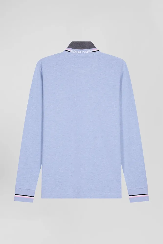 Polo manches longues en piqué coton ciel écusson gomme coupe Regular – Bild 4