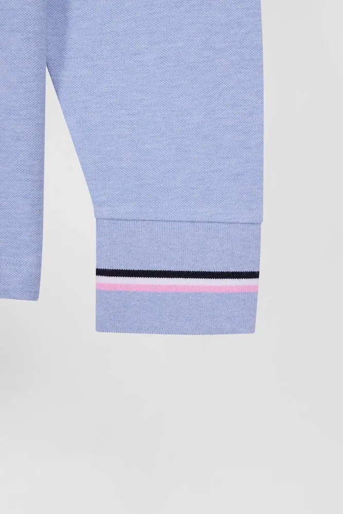 Polo manches longues en piqué coton ciel écusson gomme coupe Regular – Bild 8