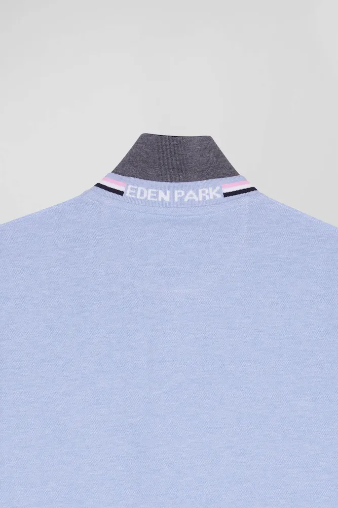 Polo manches longues en piqué coton ciel écusson gomme coupe Regular – Bild 9