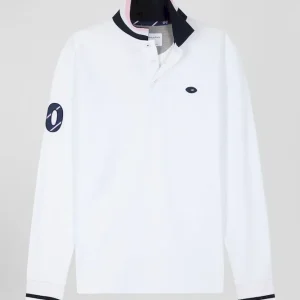 Alternative view of Polo manches longues en piqué coton blanc broderie XV de France coupe Regular
