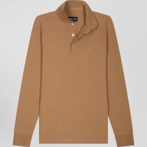 Alternative view of Polo manches longues en piqué coton noisette coupe Slim