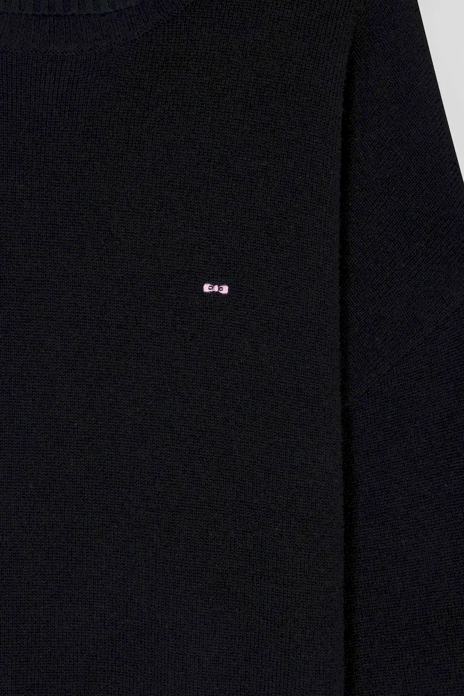 Pull col roulé en laine et coton noir coupe Relaxed – Bild 7