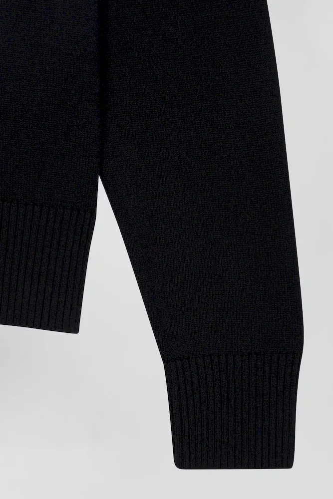 Pull col roulé en laine et coton noir coupe Relaxed – Bild 8