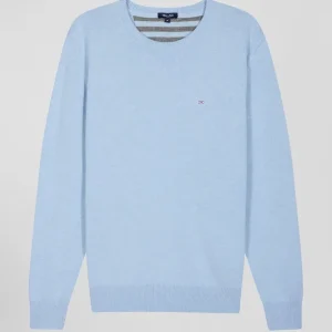 Alternative view of Pull col rond en laine et coton ciel coupe Regular