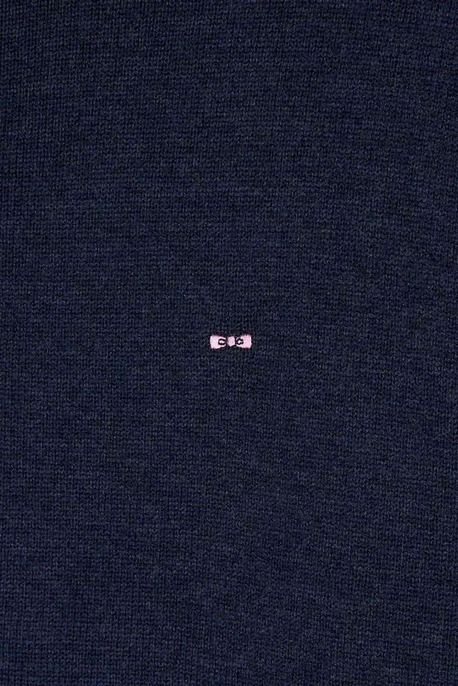 Pull col camionneur zippé en laine et coton bleu foncé coupe Regular – Bild 8