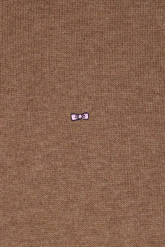 Pull col camionneur zippé en laine et coton marron coupe Regular – Bild 8