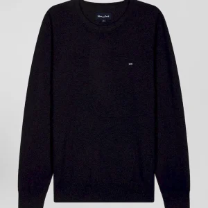 Alternative view of Pull col rond uni en laine mérinos bleu marine coupe Regular