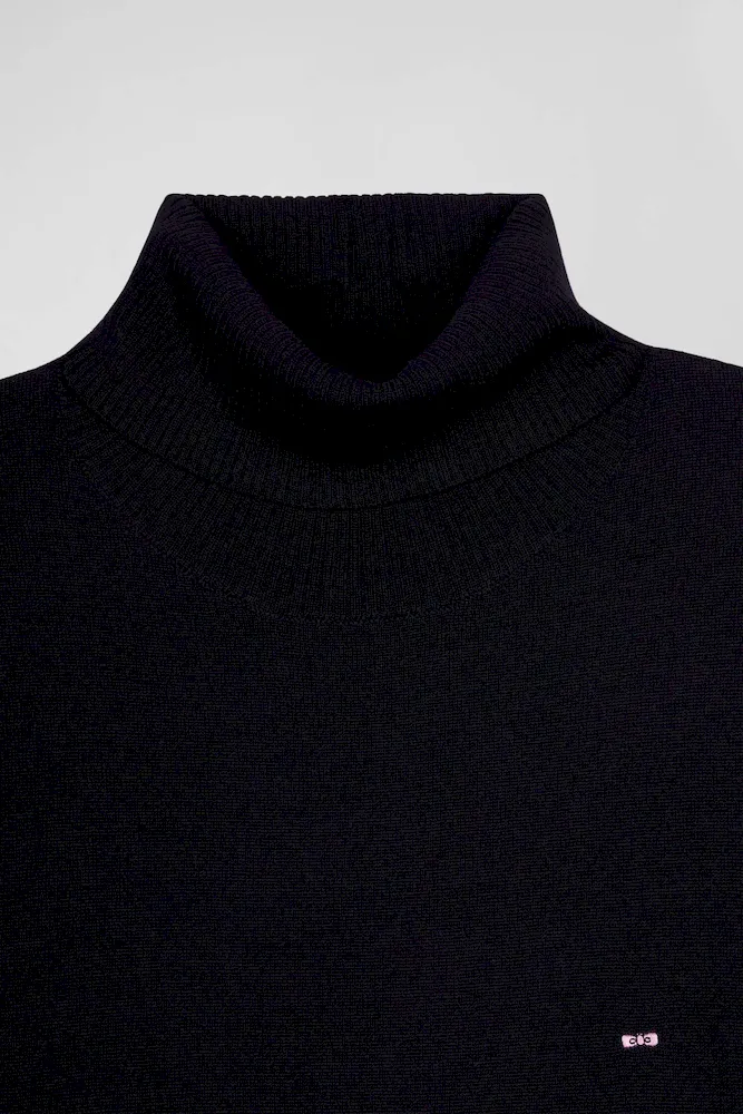 Pull col roulé en laine mérinos bleu marine coupe Regular – Bild 7