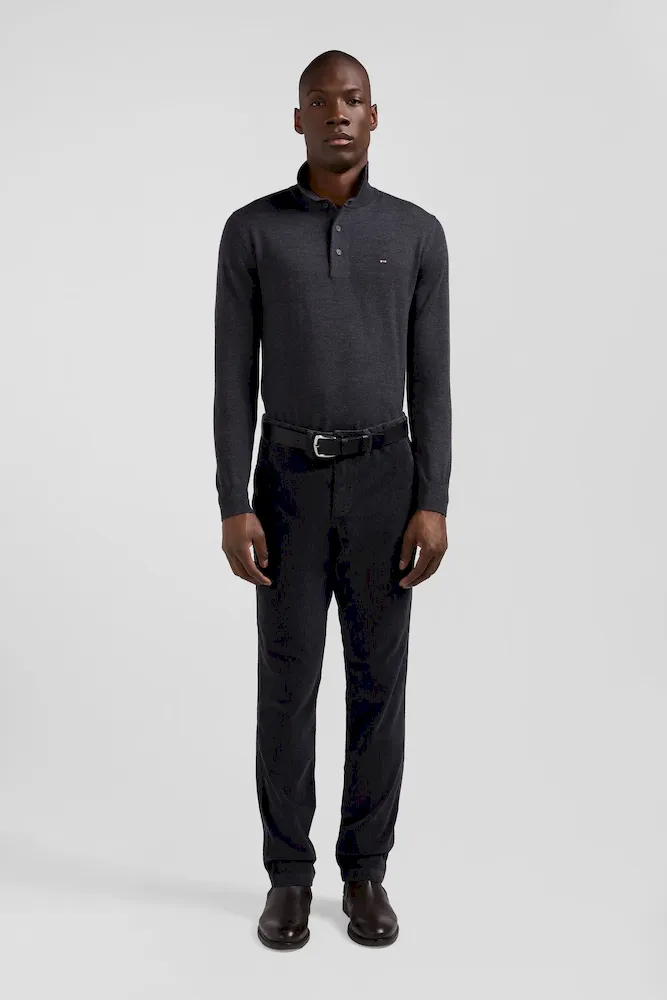 Pull col maillot en laine gris anthracite coupe Regular