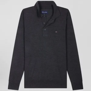 Alternative view of Pull col maillot en laine gris anthracite coupe Regular