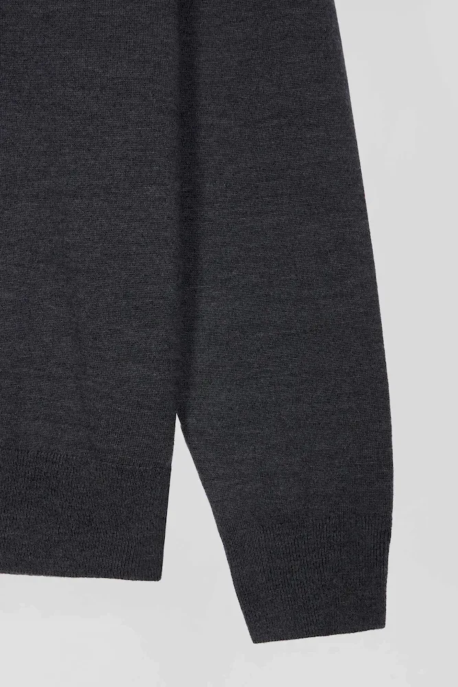 Pull col maillot en laine gris anthracite coupe Regular – Bild 8