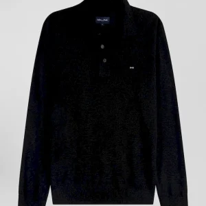 Alternative view of Pull col maillot en laine noir coupe Regular