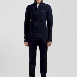 Pull col polo en coton bleu marine coupe Regular