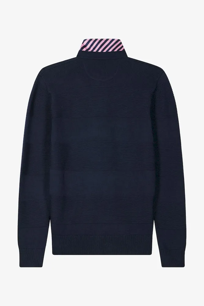 Pull col polo en coton bleu marine coupe Regular – Bild 4