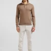 Pull col maillot en coton et cachemire marron coupe Regular