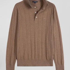 Alternative view of Pull col maillot en coton et cachemire marron coupe Regular