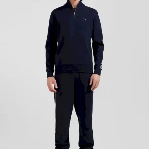 Pull col camionneur en coton bleu marine coupe Regular bande jacquard Eden Park