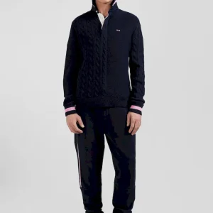 Pull col maillot en coton bleu marine coupe Regular