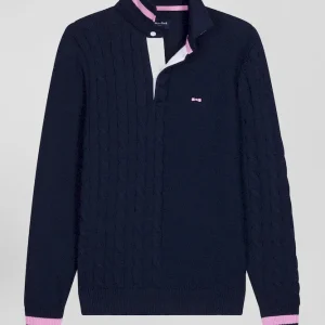 Alternative view of Pull col maillot en coton bleu marine coupe Regular