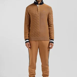 Pull col maillot en coton camel coupe Regular