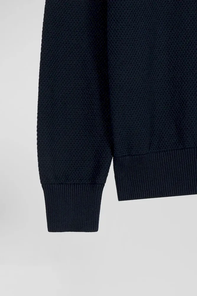 Pull col rond en maille coton fantaisie bordeaux coupe Regular – Bild 9