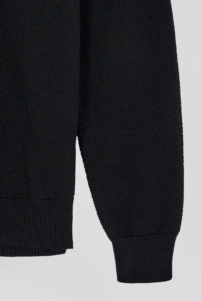 Pull col rond en coton gris et blanc à jeux de maille coupe Regular – Bild 8