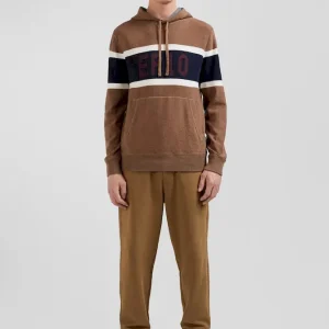 Pull à capuche en coton noisette jacquard EP10 coupe Regular