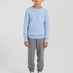 Pull col rond en laine et coton ciel coupe Regular