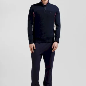 Pull zippé en coton bleu marine XV de France coupe Regular
