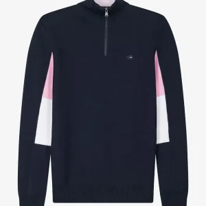 Alternative view of Pull zippé en coton bleu marine XV de France coupe Regular