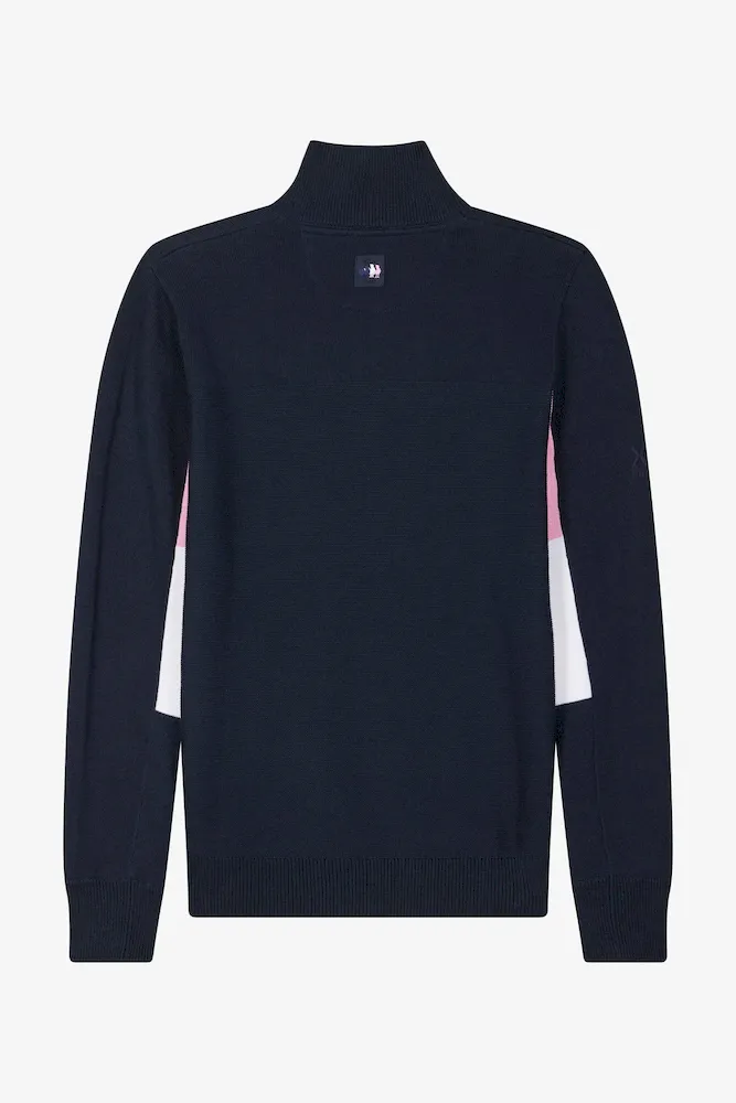 Pull zippé en coton bleu marine XV de France coupe Regular – Bild 5