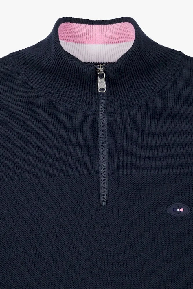 Pull zippé en coton bleu marine XV de France coupe Regular – Bild 8