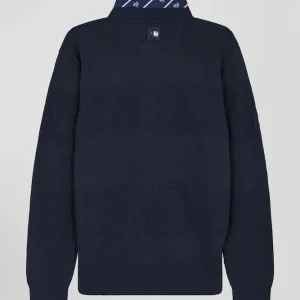 Alternative view of Pull col maillot en coton bleu marine XV de France coupe Regular