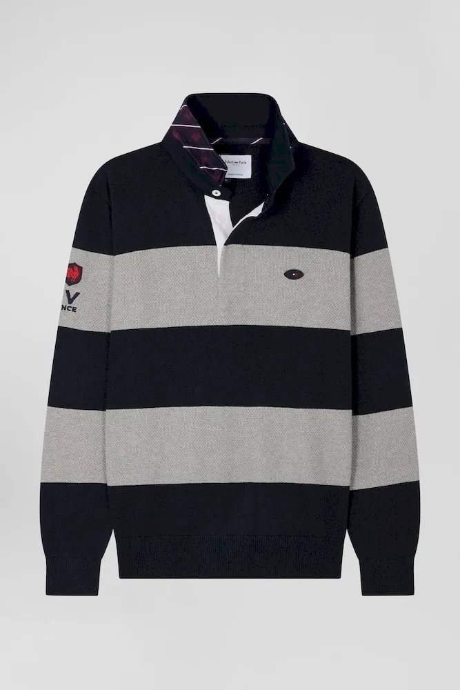 Pull col maillot en coton gris coupe Regular