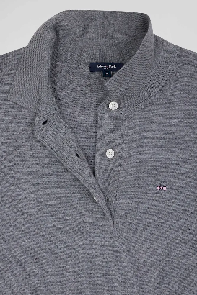 Pull femme col maillot en laine gris chiné coupe Regular – Bild 7