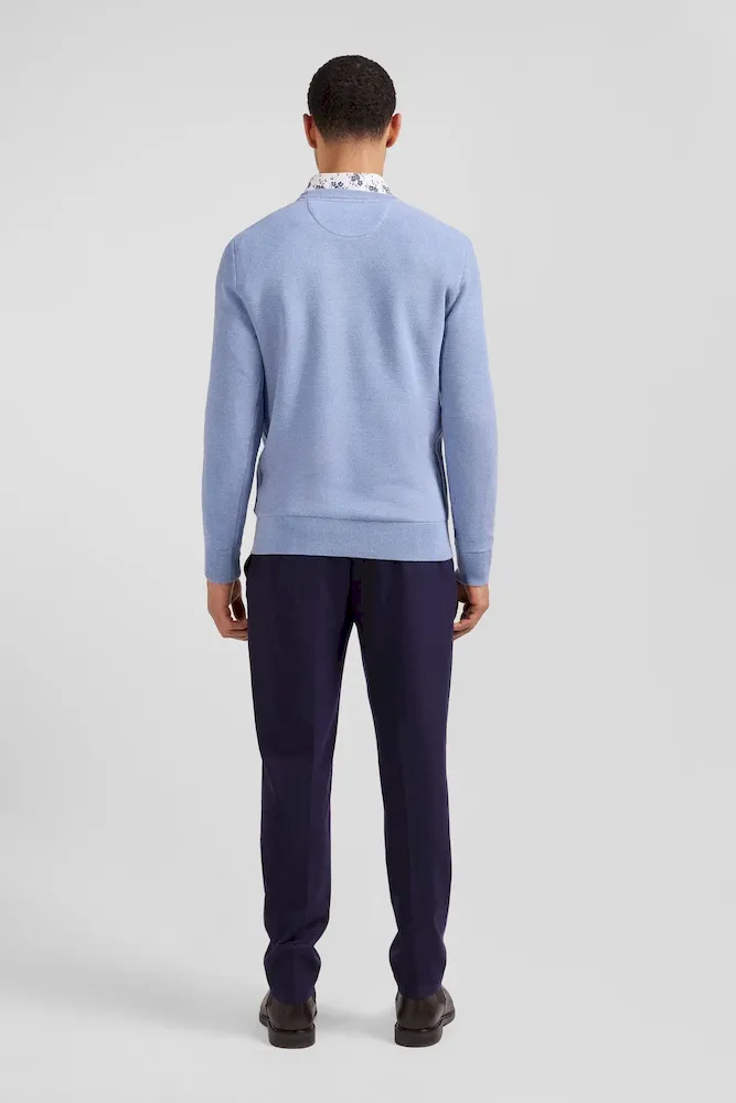 Pull col rond uni en coton ciel coupe Regular – Bild 6